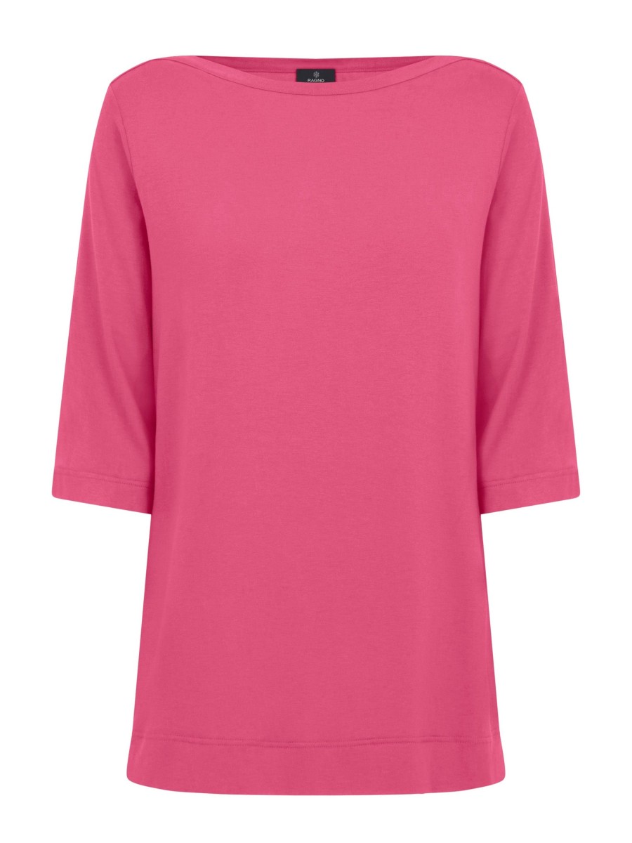 Magliette E T-Shirt | Ragno T-Shirt Con Manica 3/4 In Misto Viscosa - Hot Pink