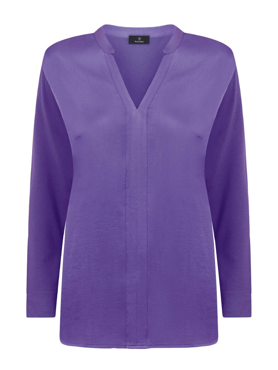 Bluse | Ragno Blusa Con Scollo A V In Misto Viscosa - Passion Flower