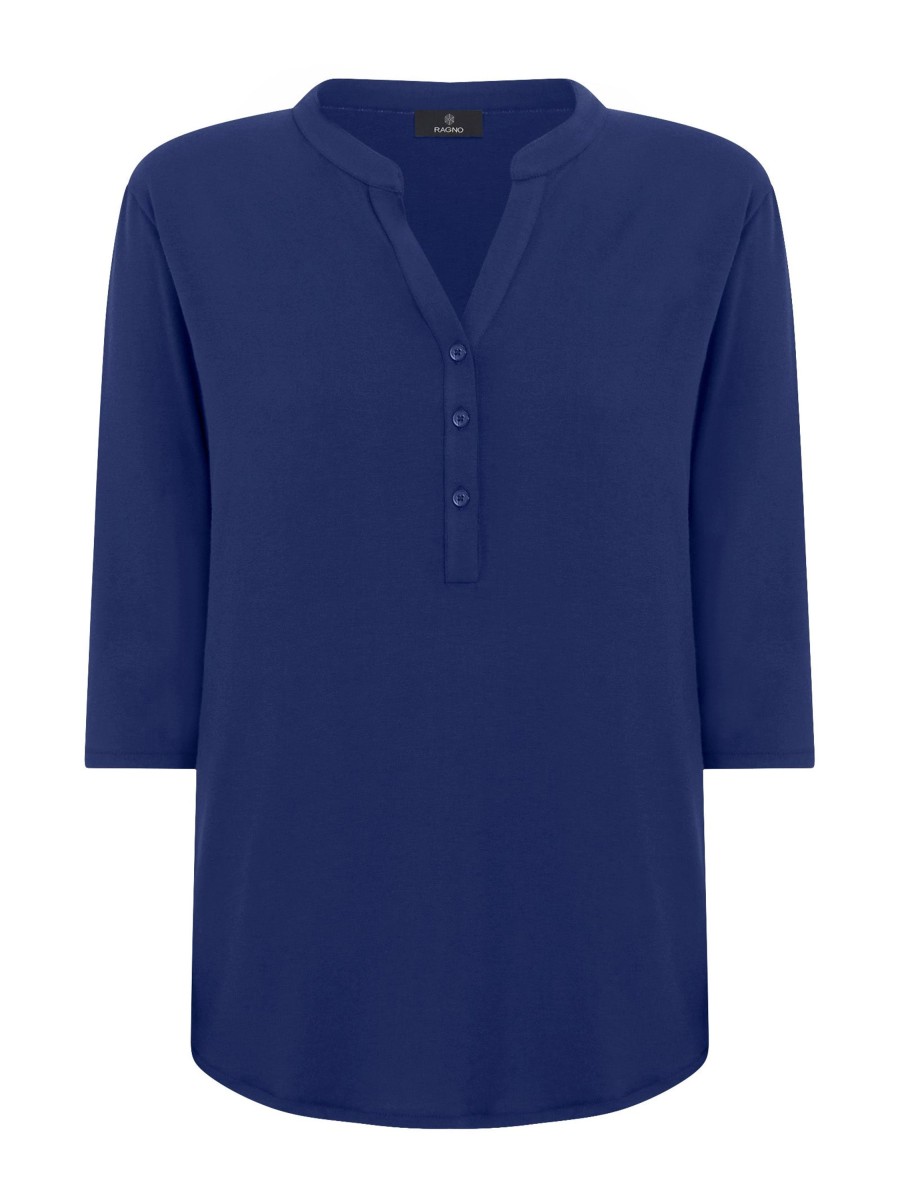 Magliette E T-Shirt | Ragno Maglietta A Manica 3/4 In Viscosa Summer - Blueberry