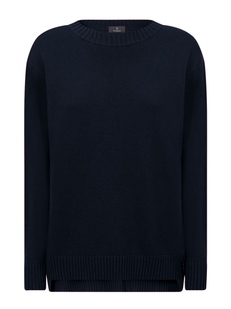 Pullover | Ragno Maglia Girocollo In Filato Nice Wool - Bleu