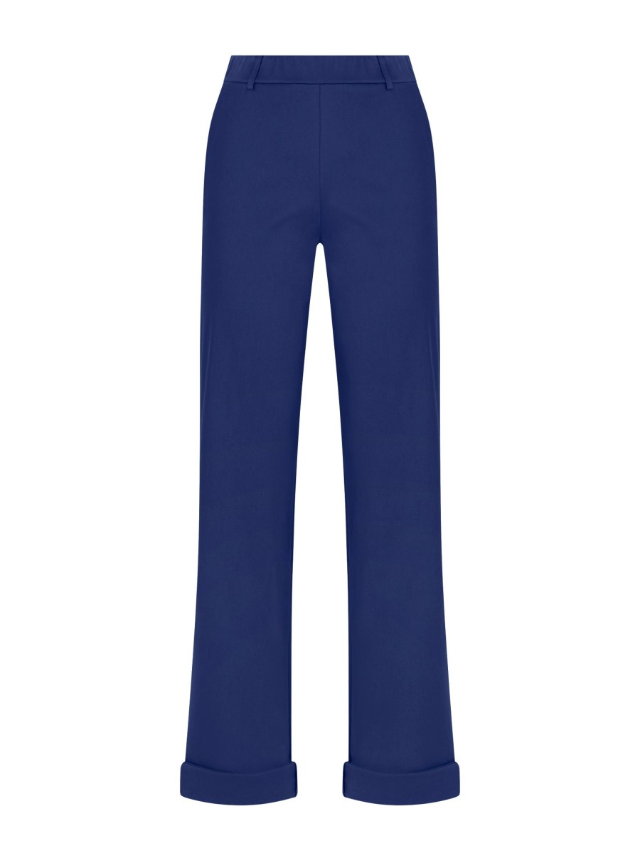 Pantaloni A Gamba Dritta | Ragno Pantalone Dritto Con Tasche In Satin Power - Blueberry