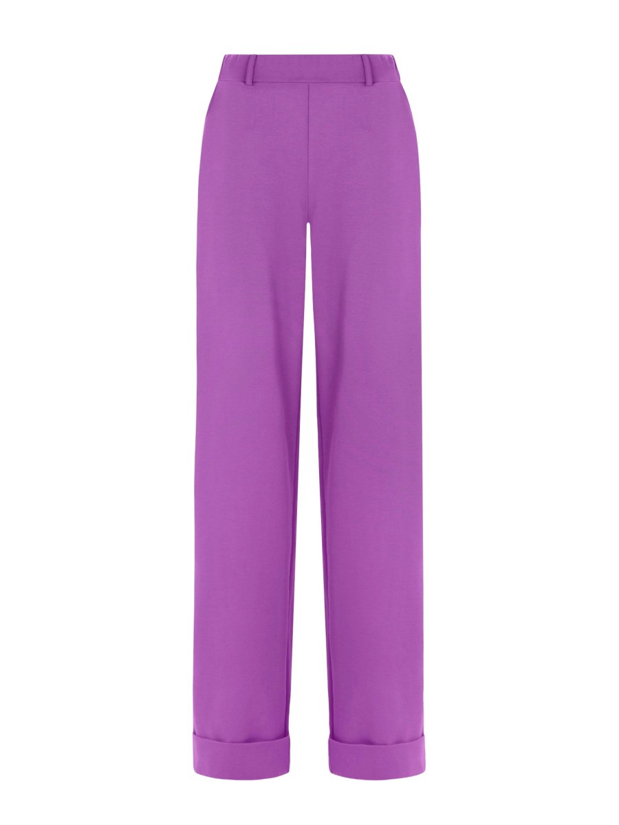 Pantaloni A Gamba Larga | Ragno Pantalone Ampio Con Tasche In Compact Light - Dewberry