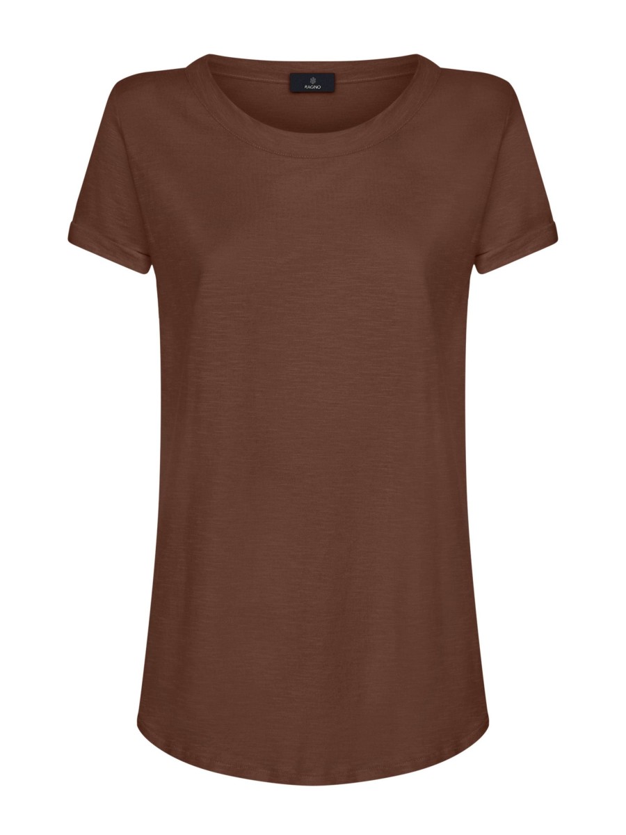 Magliette E T-Shirt | Ragno T-Shirt Girocollo In Slub Jersey Di Cotone - Cappuccino