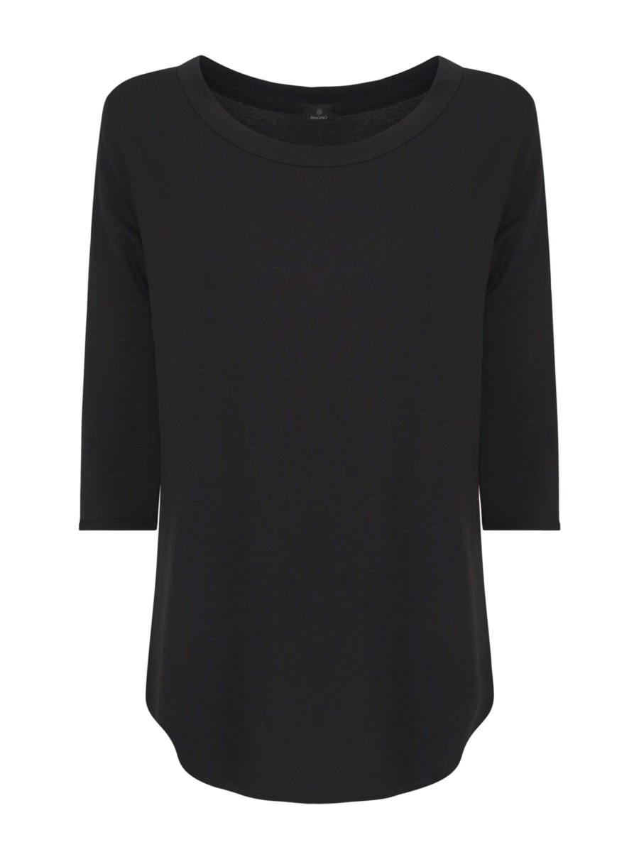 Magliette E T-Shirt | Ragno Maglietta Girocollo In Viscosa Summer - Nero