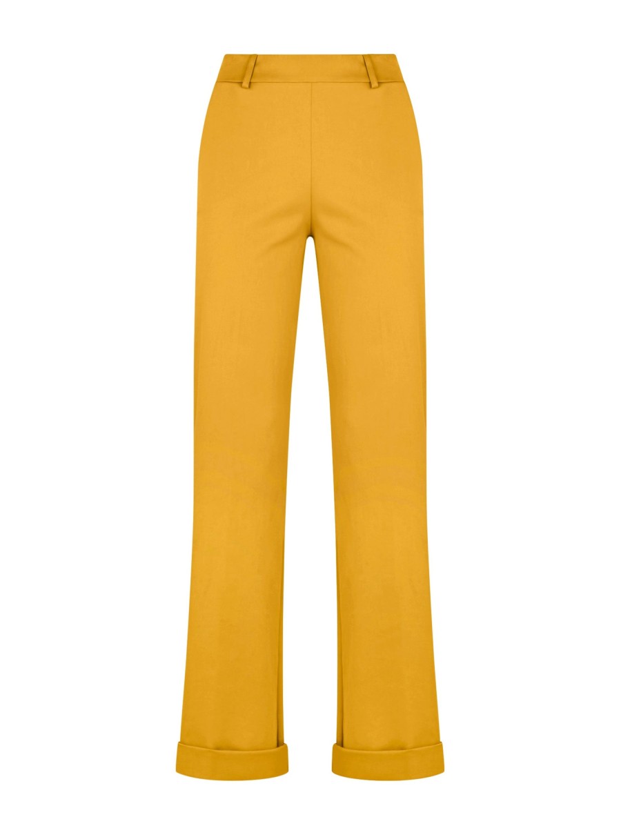 Pantaloni A Gamba Dritta | Ragno Pantalone Dritto Con Tasche In Satin Power - Golden Spice