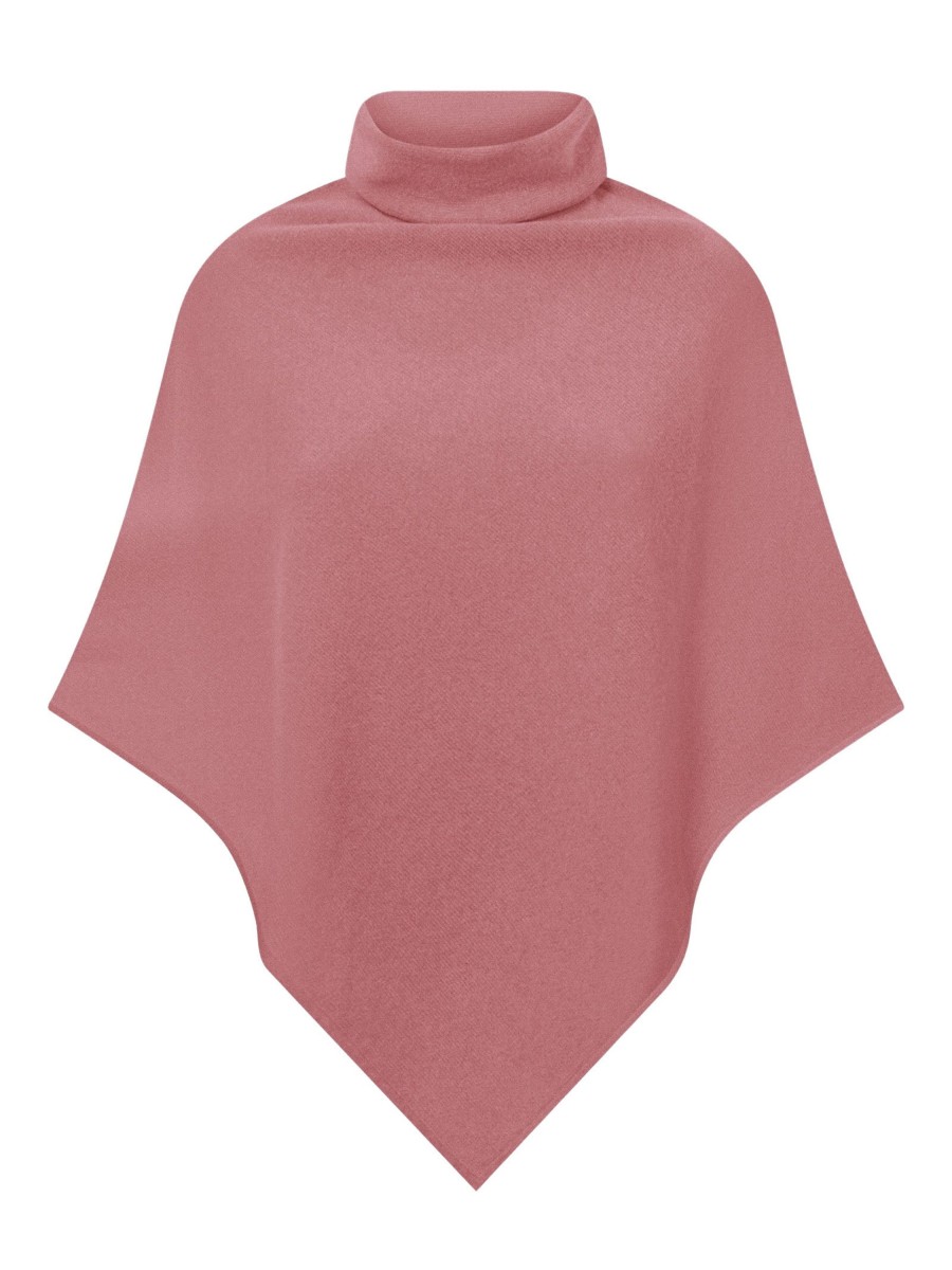 Poncho | Ragno Poncho In Filato Cashmerino - Dusty Rose