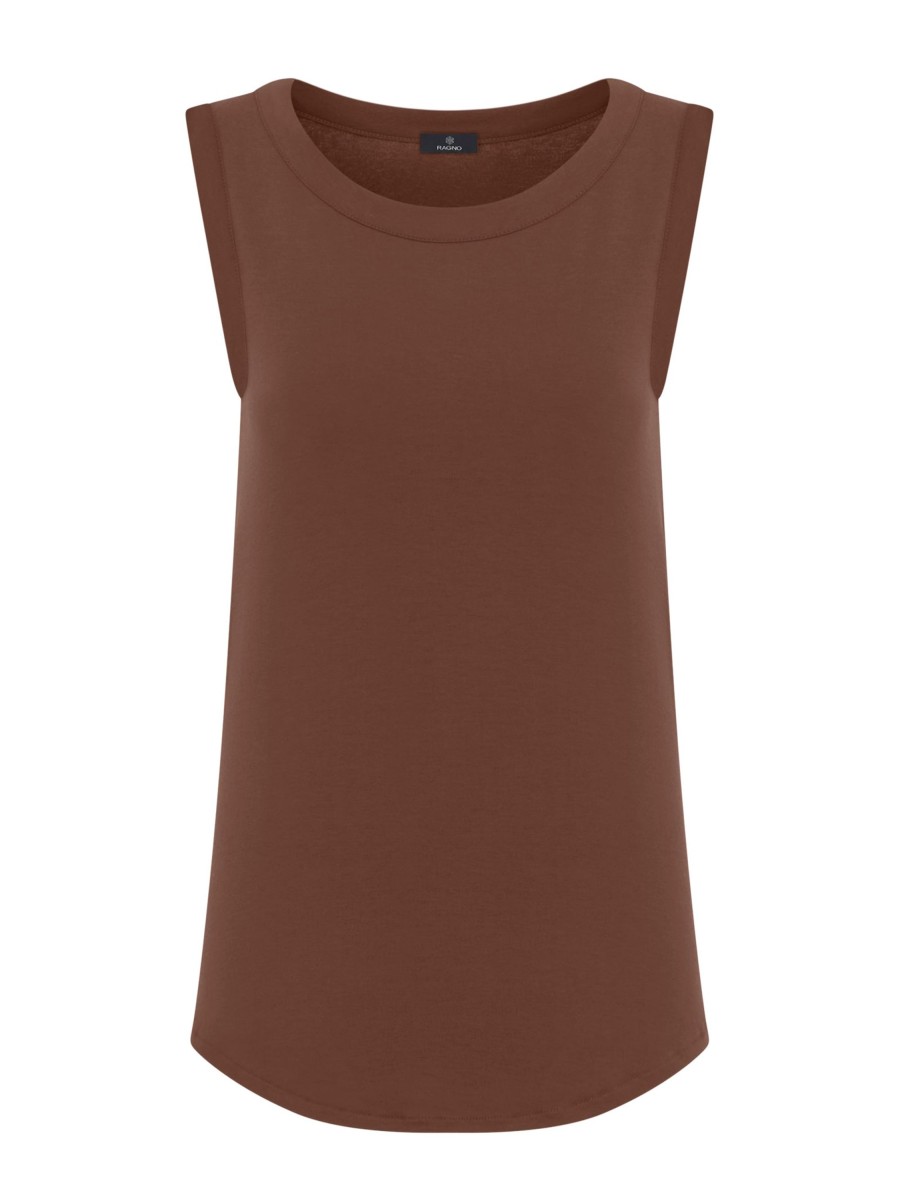 Top E Canotte | Ragno Top In Viscosa Summer - Cappuccino