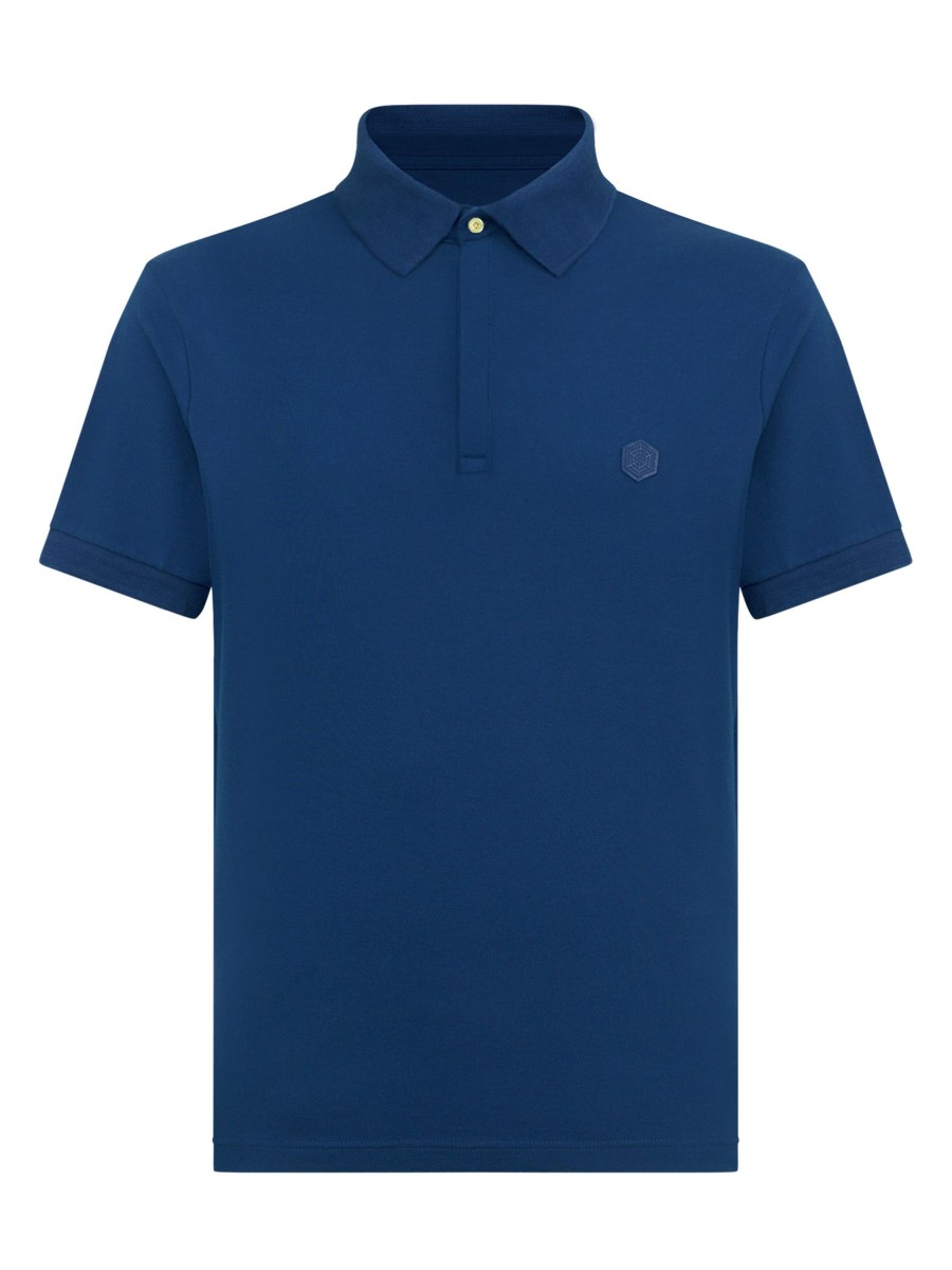 Polo | Ragno Polo In Eco Cotton Piquet Stretch - Navy Peony