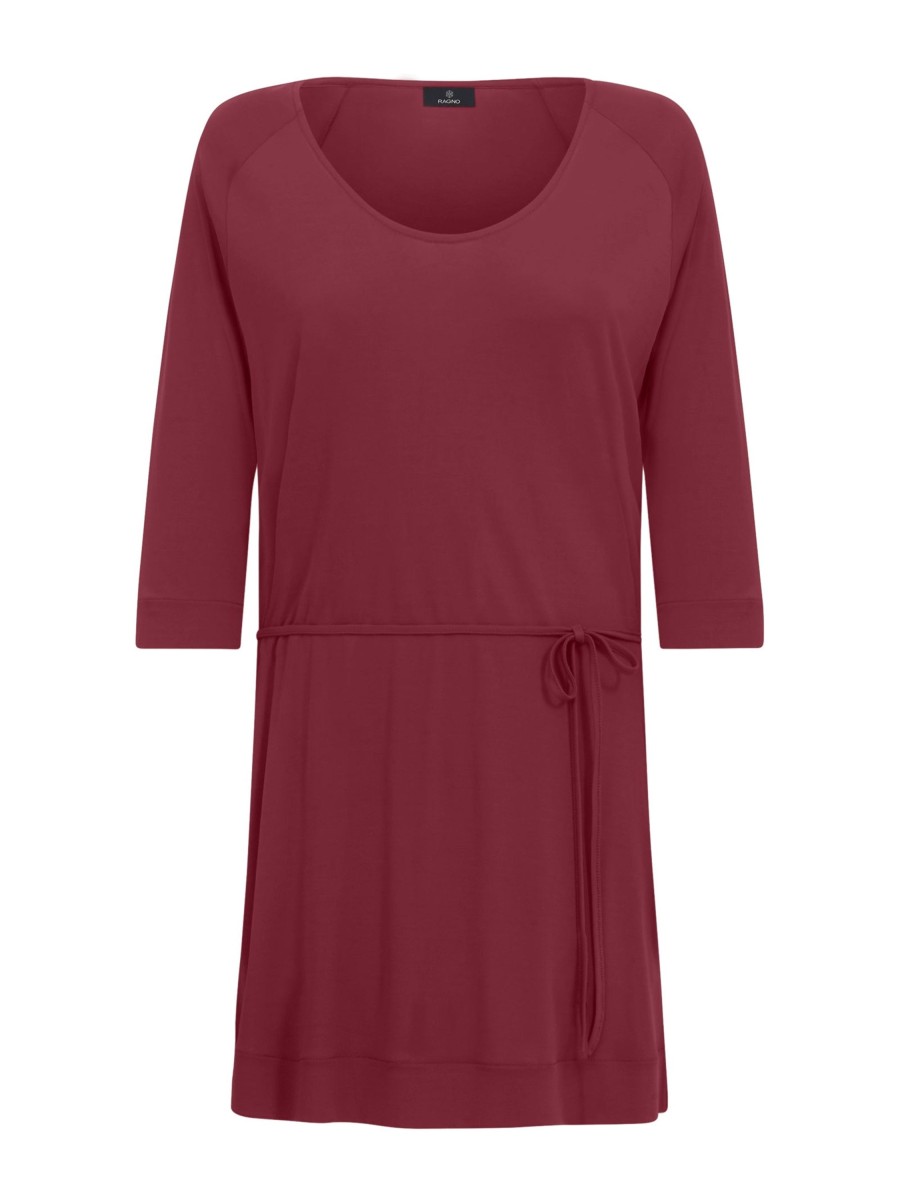 Maglie E Felpe | Ragno Maglia Lunga Con Cinturino In Vita In Crepe Satin - Tibetan Red