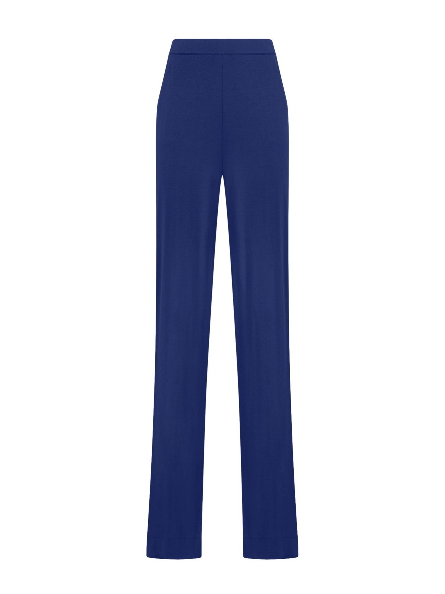 Pantaloni | Ragno Pantalone A Palazzo In Jersey Di Viscosa Crepe - Blueberry