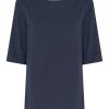 Magliette E T-Shirt | Ragno T-Shirt Girocollo Elegante In Jersey Di Viscosa Crepe - Bleu