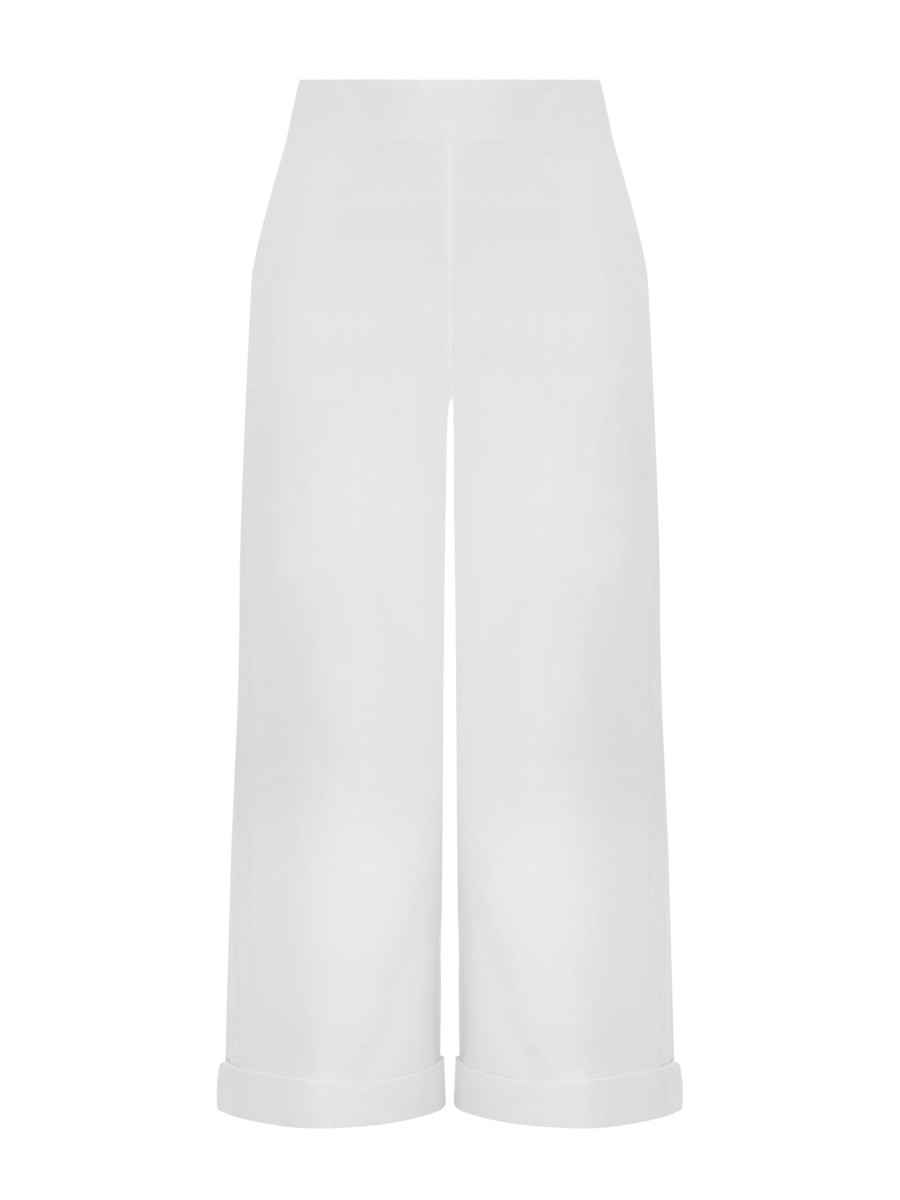 Pantaloni Cropped | Ragno Pantalone Ampio Alla Caviglia Con Tasche In Satin Power - Bianco