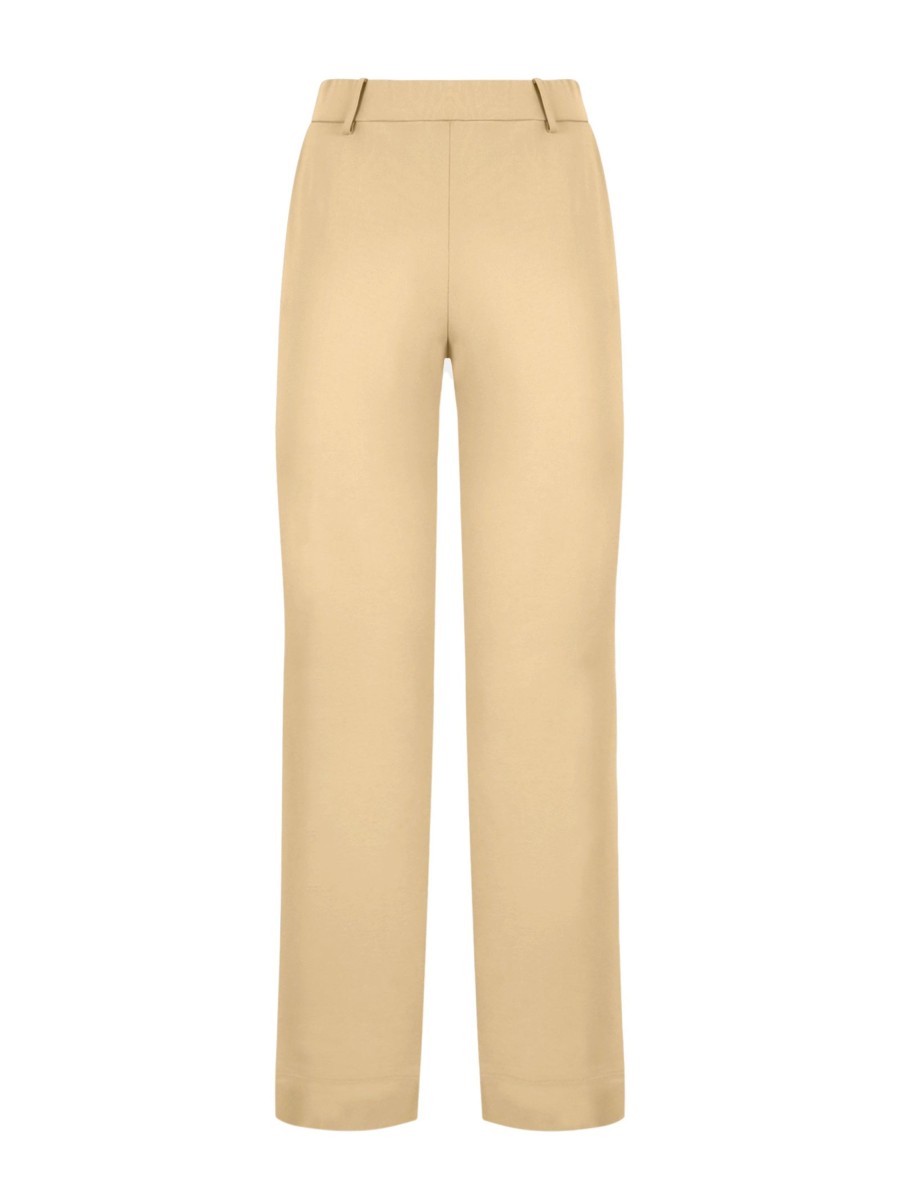 Pantaloni A Gamba Dritta | Ragno Pantalone Dritto Con Tasche In Compact Light - Irish Cream