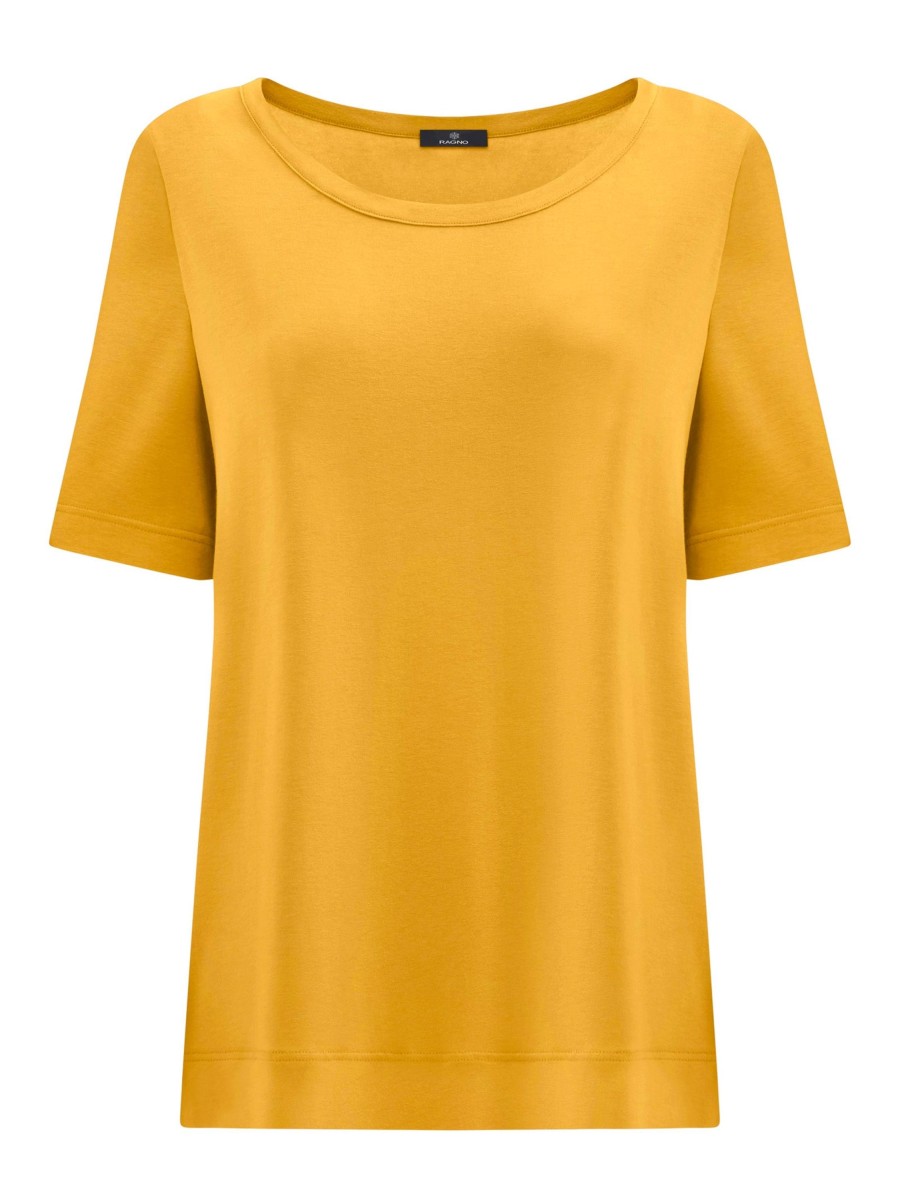 Magliette E T-Shirt | Ragno T-Shirt Girocollo A Manica Corta In Misto Viscosa - Golden Spice