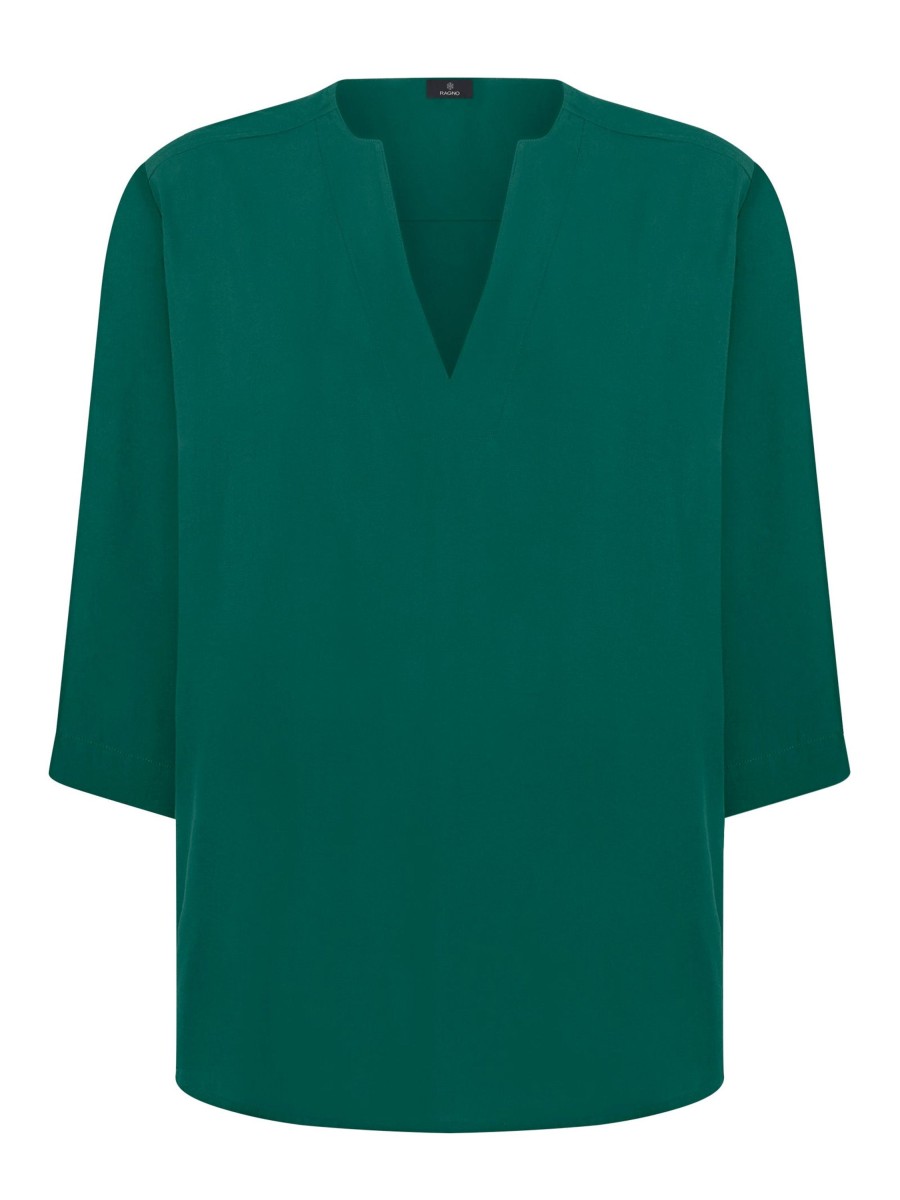 Bluse | Ragno Blusa Con Scollo A V In Ecoseta - Aventurine