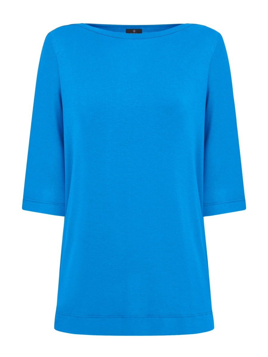 Magliette E T-Shirt | Ragno T-Shirt Con Manica 3/4 In Misto Viscosa - Ibiza Blue