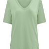 Magliette E T-Shirt | Ragno T-Shirt Con Scollo A V In Misto Viscosa - Quiet Green