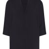 Bluse | Ragno Blusa Con Scollo A V In Ecoseta - Nero