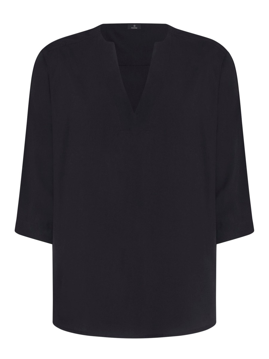 Bluse | Ragno Blusa Con Scollo A V In Ecoseta - Nero