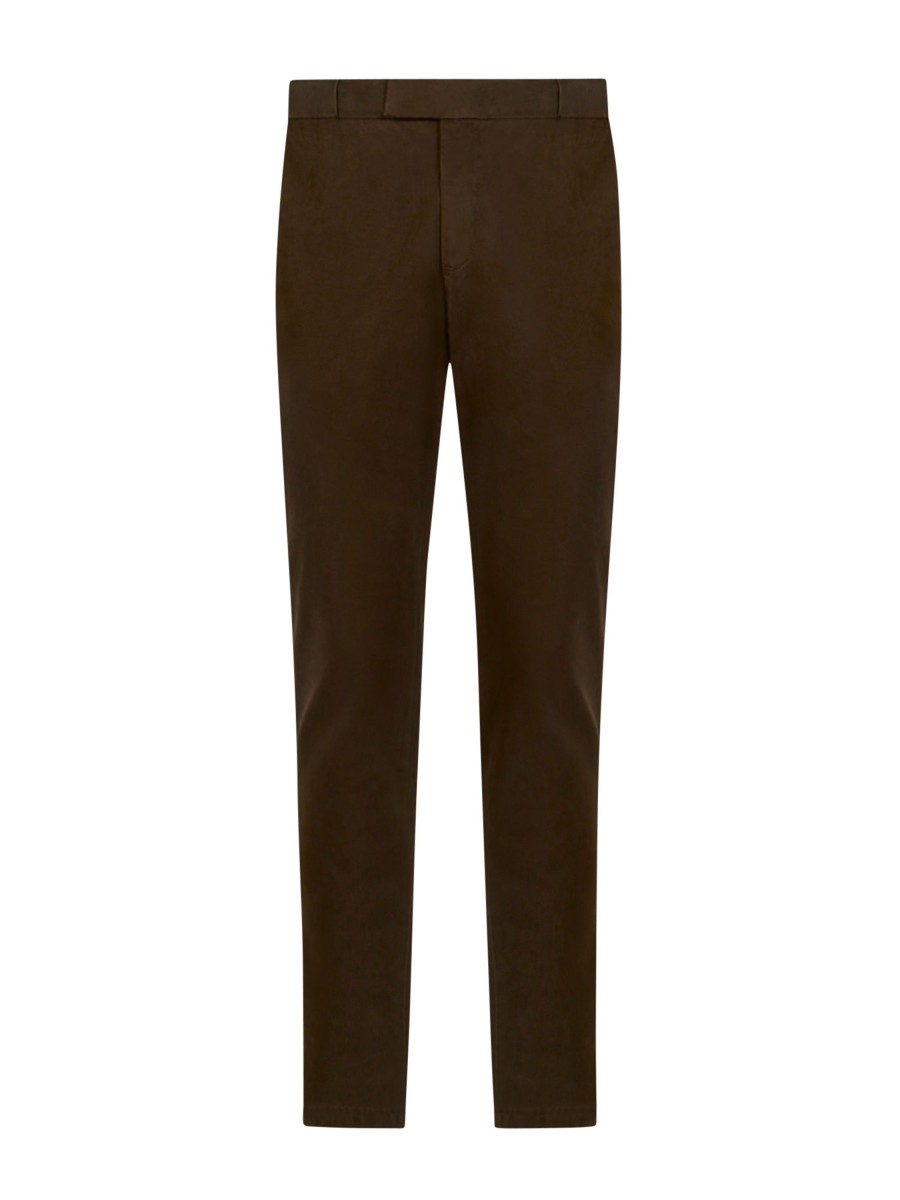 Pantaloni | Ragno Pantalone Jogger In Twill Di Cotone Elasticizzato - Marrone