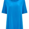 Magliette E T-Shirt | Ragno T-Shirt Girocollo A Manica Corta In Misto Viscosa - Ibiza Blue