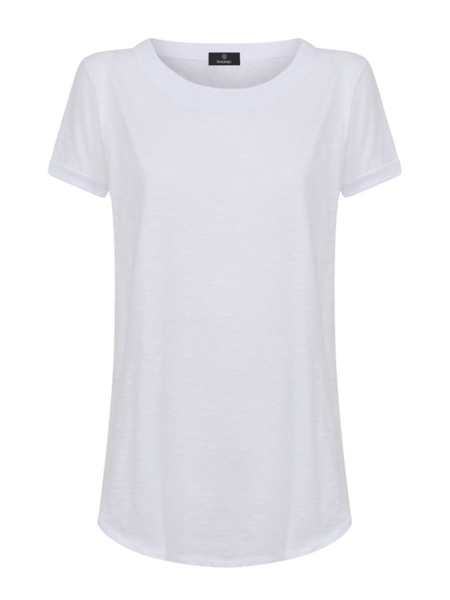 Magliette E T-Shirt | Ragno T-Shirt Girocollo In Slub Jersey Di Cotone - Bianco