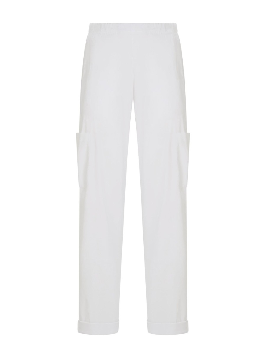 Pantaloni Cargo | Ragno Pantalone Ampio Cargo In Tessuto Super Fresh - Bianco