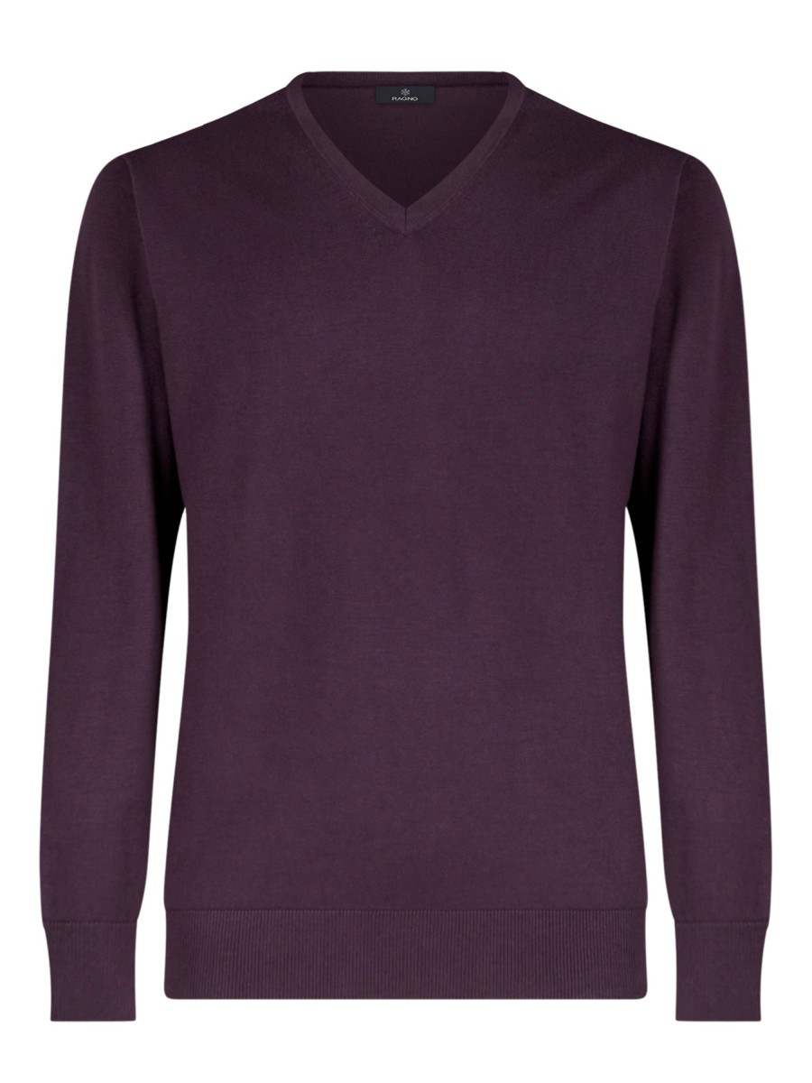 Scollo A V | Ragno Pull Scollo A V In Filato Winter Basic - Sunset Purple