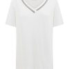 Magliette E T-Shirt | Ragno T-Shirt Elegante Con Scollo A V In Jersey Di Viscosa Crepe - Bianco