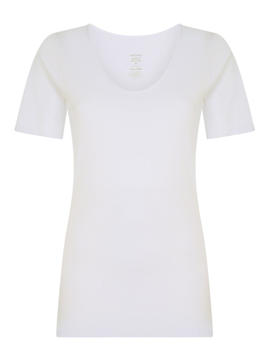 Top E Magliette | Ragno Caldo Cotone - Maglietta In Caldo Cotone Felpato - White