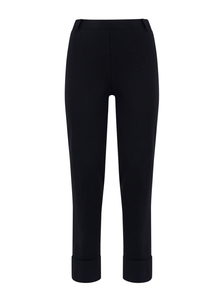 Pantaloni A Gamba Dritta | Ragno Pantalone Slim Dritto In Compact Light - Nero