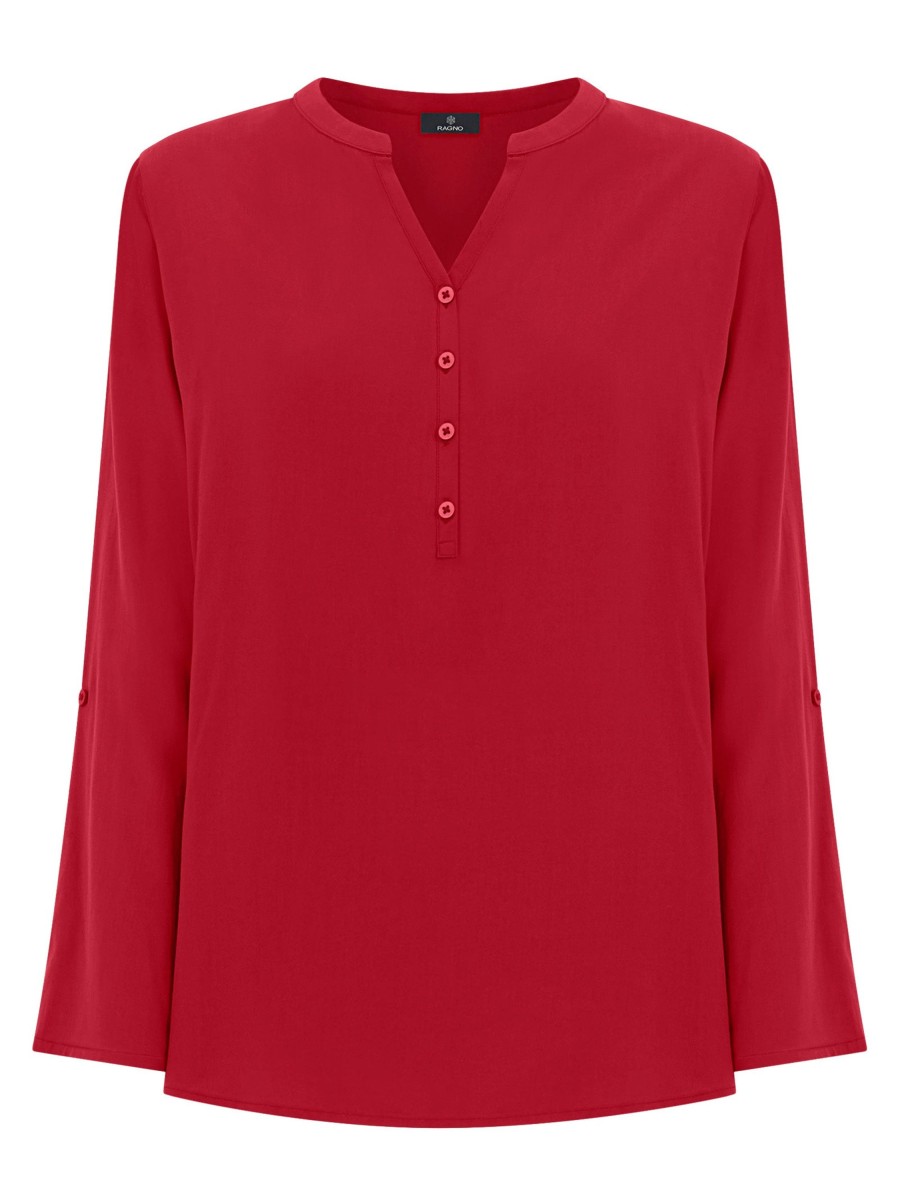 Bluse | Ragno Blusa Con Collo Serafino In Ecoseta - Salsa