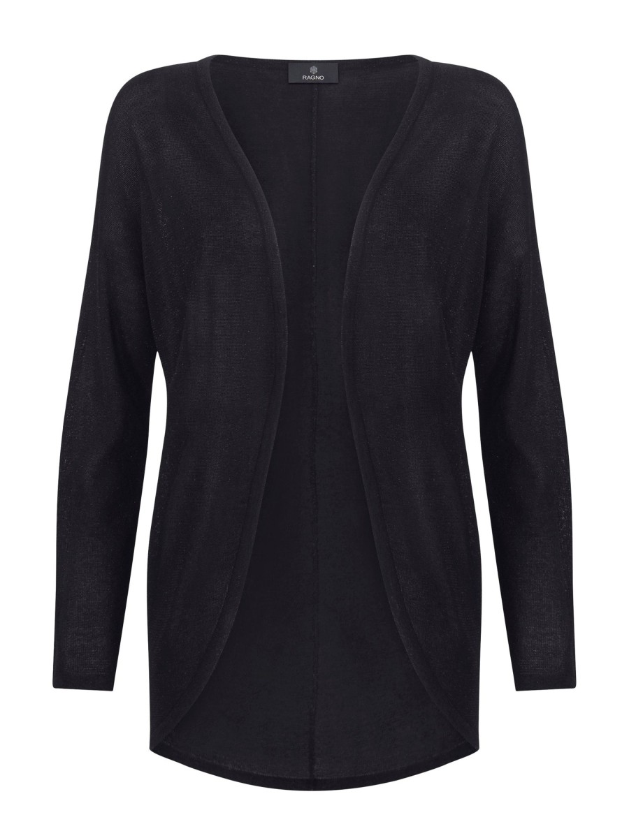 Cardigan | Ragno Cardigan In Crepe Lurex - Nero