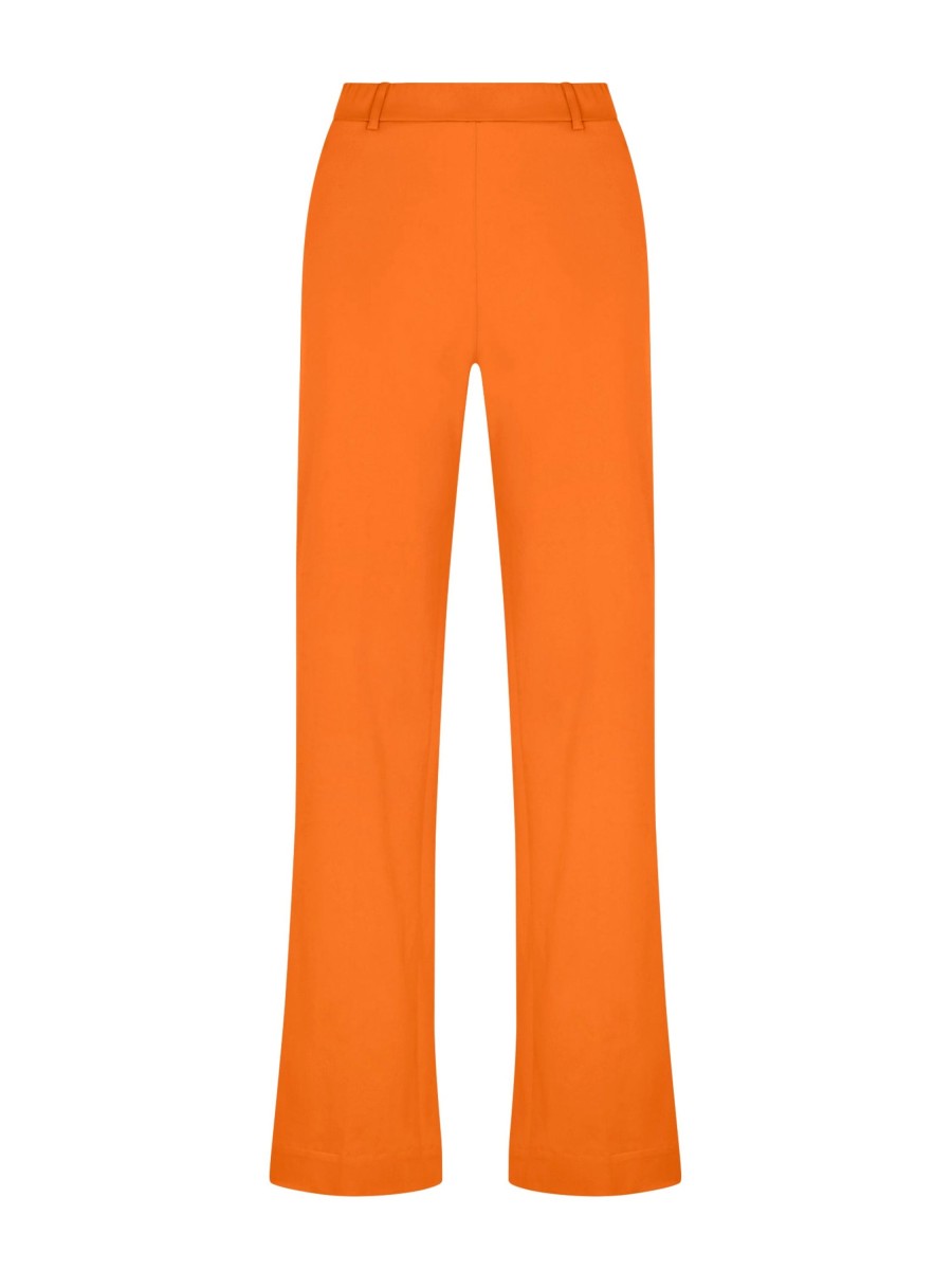 Pantaloni A Gamba Dritta | Ragno Pantalone Dritto Con Tasche In Satin Power - Persimmon Orange