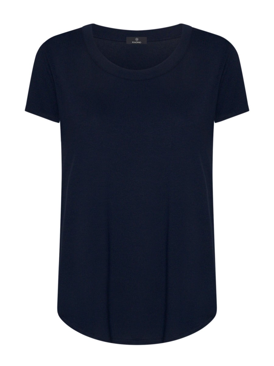 Magliette E T-Shirt | Ragno Maglietta A Manica Corta In Viscosa Summer - Bleu