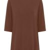 Magliette E T-Shirt | Ragno T-Shirt Con Manica 3/4 In Misto Viscosa - Cappuccino