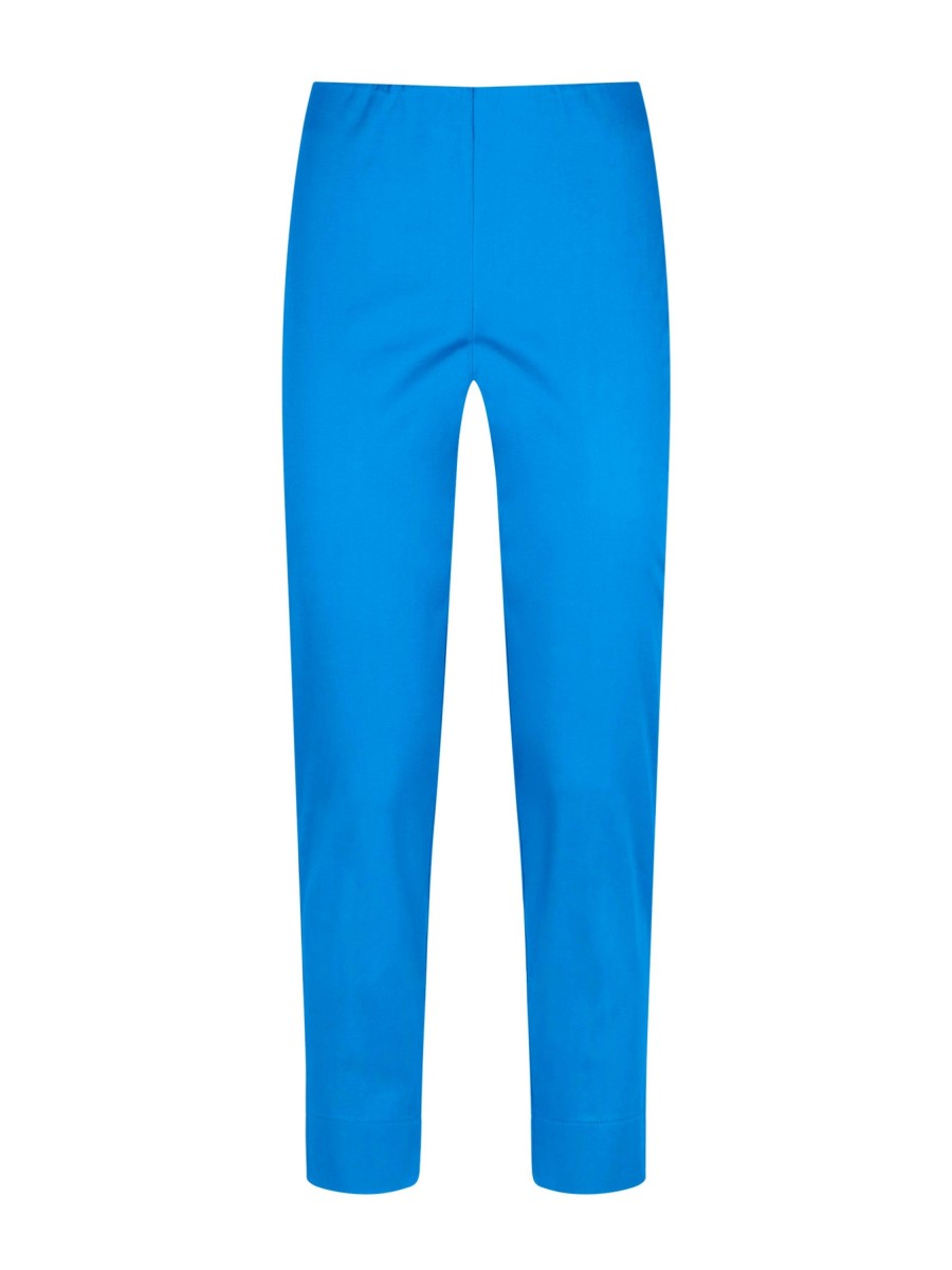 Pantaloni Capri | Ragno Pantalone A Sigaretta In Satin Power - Ibiza Blue