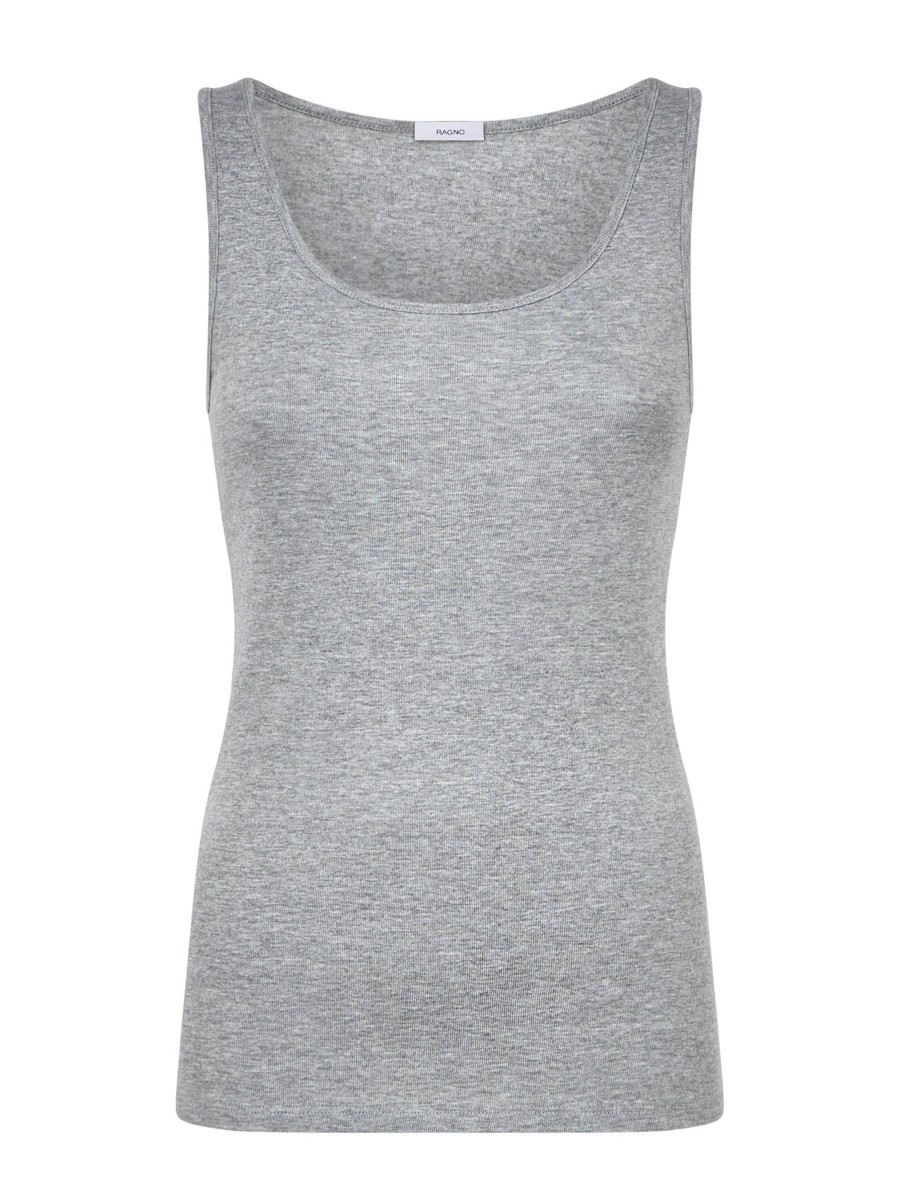 Top E Magliette | Ragno Thermo Cotton - Canottiera A Spalla Larga In Caldo Cotone - Argento Mel.