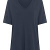 Magliette E T-Shirt | Ragno T-Shirt Con Scollo A V In Misto Viscosa - Bleu