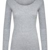 Top E Magliette | Ragno Thermo Cotton - Maglietta Girocollo A Manica Lunga In Caldo Cotone - Argento Mel.