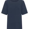 Bluse | Ragno Blusa A Manica Corta In Ecoseta - Bleu