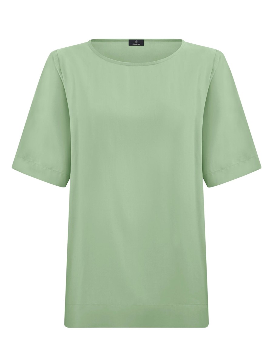 Bluse | Ragno Blusa A Manica Corta In Ecoseta - Quiet Green