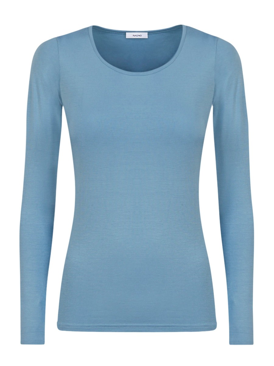 Maglie Sottogiacca | Ragno Maglietta Girocollo In Eco Viscosa - Dusk Blue