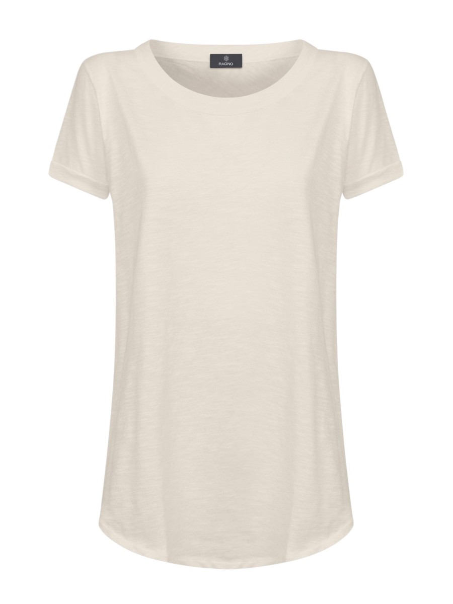 Magliette E T-Shirt | Ragno T-Shirt Girocollo In Slub Jersey Di Cotone - Champignon