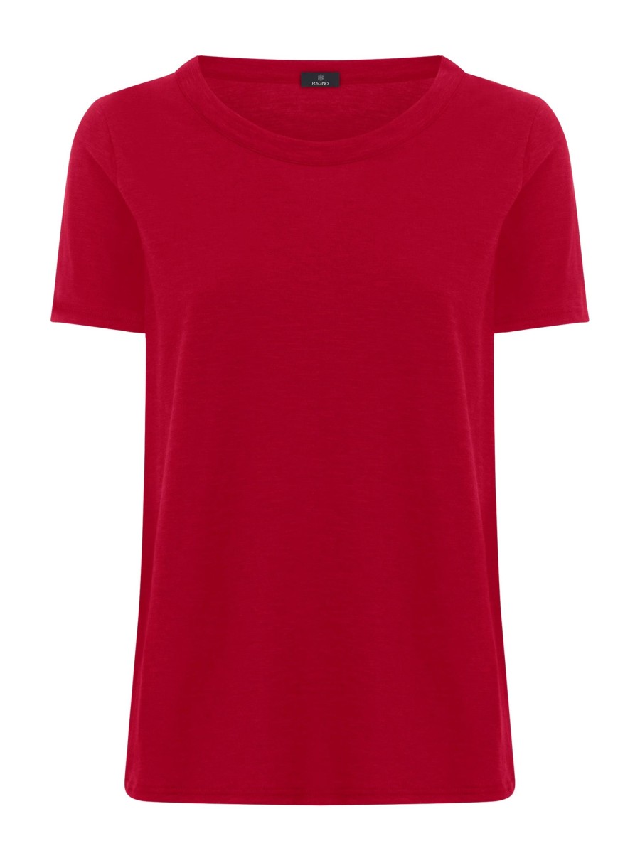 Magliette E T-Shirt | Ragno Maglietta Girocollo In Slub Jersey Di Cotone - Salsa