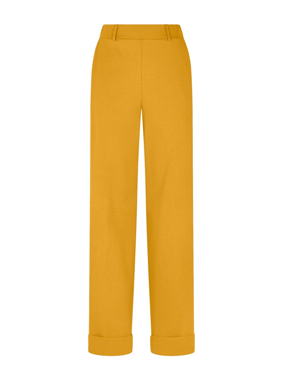 Pantaloni A Gamba Larga | Ragno Pantalone Ampio Con Tasche In Compact Light - Golden Spice