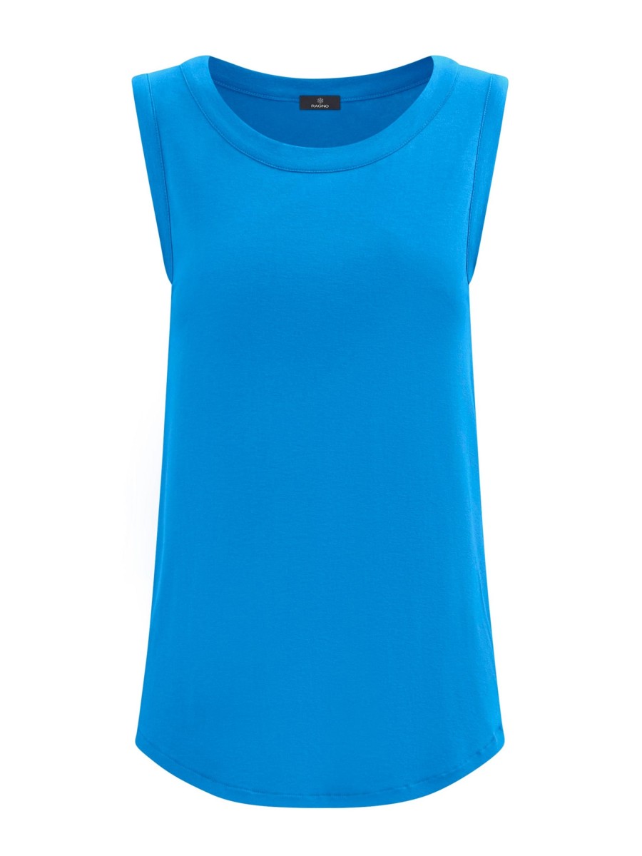 Top E Canotte | Ragno Top In Viscosa Summer - Ibiza Blue