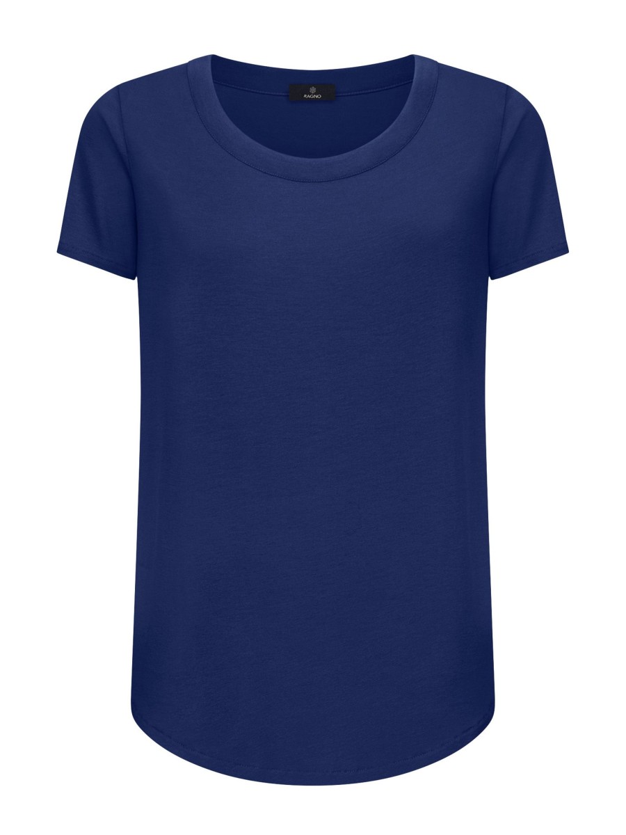 Magliette E T-Shirt | Ragno Maglietta A Manica Corta In Viscosa Summer - Blueberry