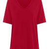 Magliette E T-Shirt | Ragno T-Shirt Con Scollo A V In Misto Viscosa - Salsa