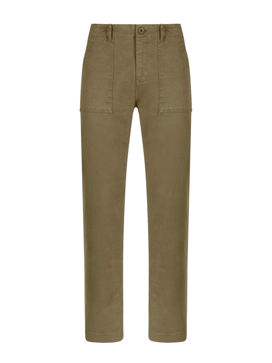 Pantaloni | Ragno Pantalone Chino In Cotone Elasticizzato Raw - Militare